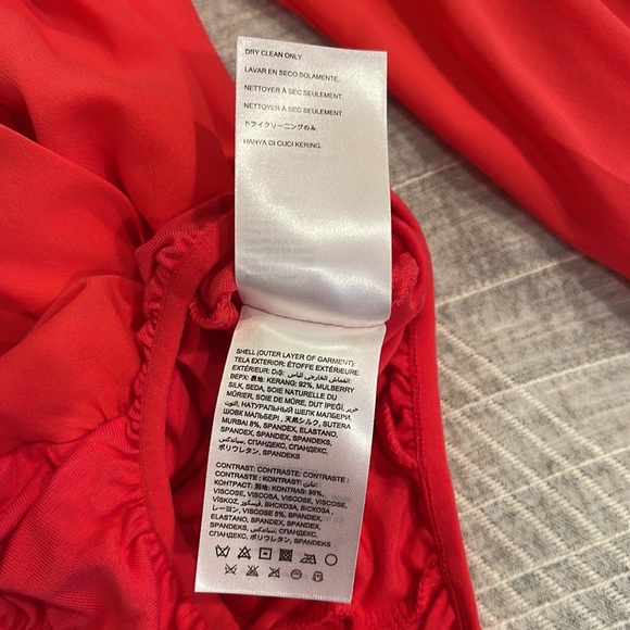 Bebe Cutout Sleeve Silk Wrap Bodysuit Teaberry XS - Picture 13 of 15